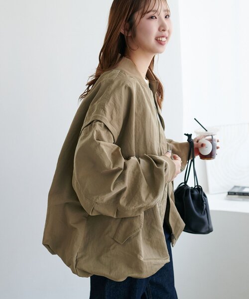 軽量/袖取り外し可/ユニセックス】ライトメモリー2WAYボンバーブルゾン