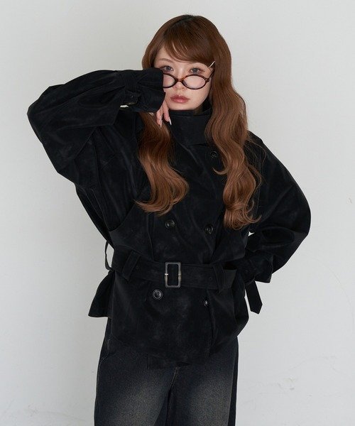 RAY CASSIN（レイカズン）の「ショート丈ルーズトレンチコート（トレンチコート・レディース・ブラック系その他2/ベージュ・FREE）」の11枚目の写真