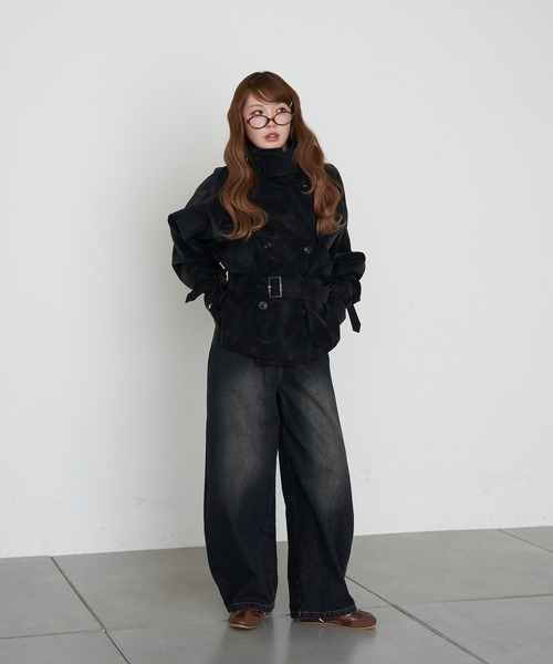 RAY CASSIN（レイカズン）の「ショート丈ルーズトレンチコート（トレンチコート・レディース・ブラック系その他2/ベージュ・FREE）」の16枚目の写真