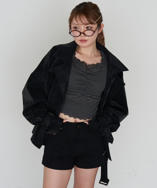 RAY CASSIN（レイカズン）の「ショート丈ルーズトレンチコート（トレンチコート・レディース・ブラック系その他2/ベージュ/ブラウン系その他2・FREE）」の21枚目の写真