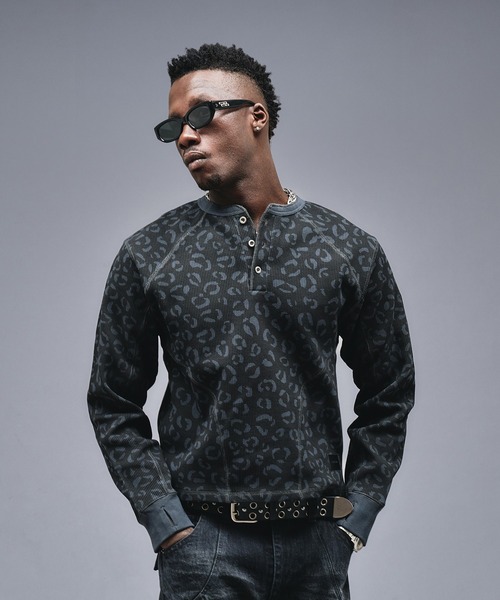 Henry neck Leopard Thermal / ヘンリーネックレオパードサーマル（T