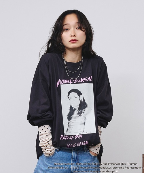 ROSE BUD（ローズバッド）の「(Michael Jackson)SCREAM L/S TEE（Tシャツ/カットソー・レディース・ブラック/ホワイト・ONE SIZE）」の6枚目の写真
