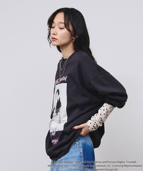 ROSE BUD（ローズバッド）の「(Michael Jackson)SCREAM L/S TEE（Tシャツ/カットソー・レディース・ブラック/ホワイト・ONE SIZE）」の7枚目の写真