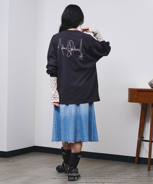 ROSE BUD（ローズバッド）の「(Michael Jackson)SCREAM L/S TEE（Tシャツ/カットソー・レディース・ブラック/ホワイト・ONE SIZE）」の4枚目の写真