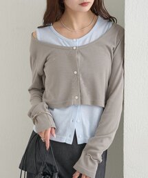 mystic | 【柔らか素材/3色展開】配色レイヤードロングTシャツ(Tシャツ/カットソー)