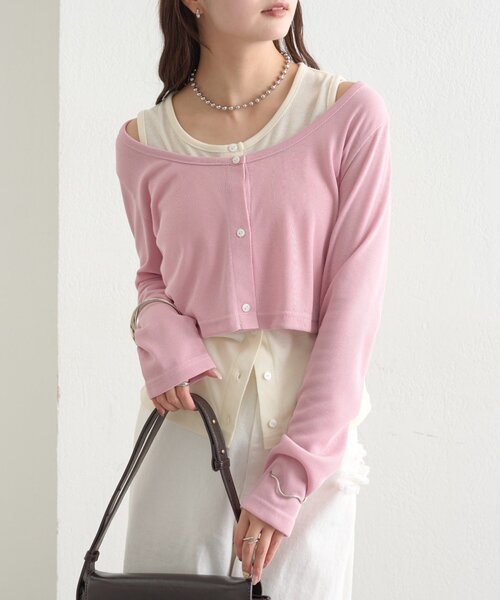 mystic（ミスティック）の「【柔らか素材/3色展開】配色レイヤードロングTシャツ（Tシャツ/カットソー・レディース・ピンク/ブラック/ブルー・FREE）」の20枚目の写真