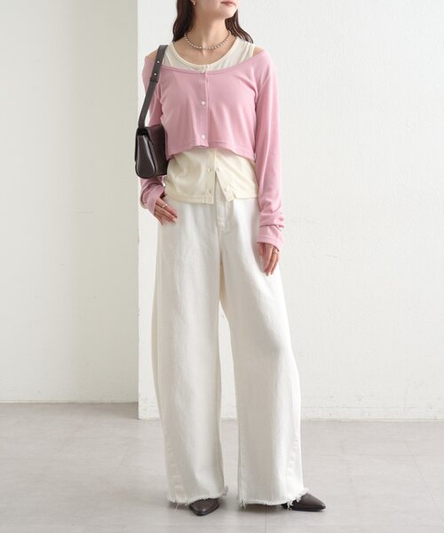 mystic（ミスティック）の「【柔らか素材/3色展開】配色レイヤードロングTシャツ（Tシャツ/カットソー・レディース・ピンク/ブラック/ブルー・FREE）」の22枚目の写真