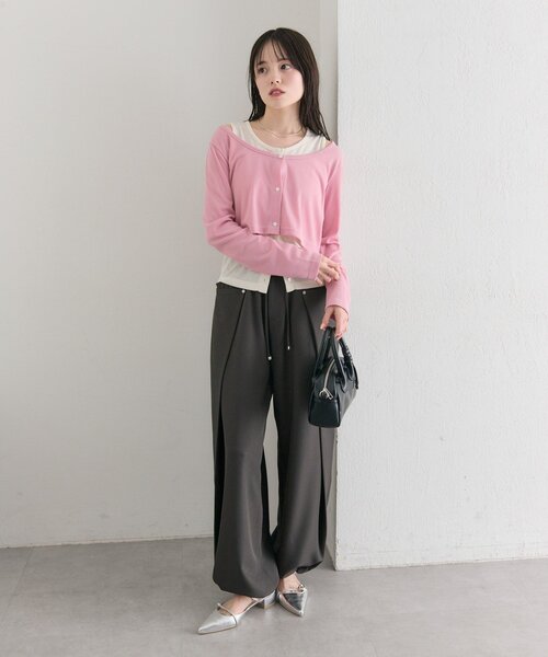 mystic（ミスティック）の「【柔らか素材/3色展開】配色レイヤードロングTシャツ（Tシャツ/カットソー・レディース・ピンク/ブラック/ブルー・FREE）」の17枚目の写真