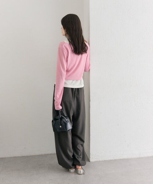 mystic（ミスティック）の「【柔らか素材/3色展開】配色レイヤードロングTシャツ（Tシャツ/カットソー・レディース・ピンク/ブラック/ブルー・FREE）」の7枚目の写真