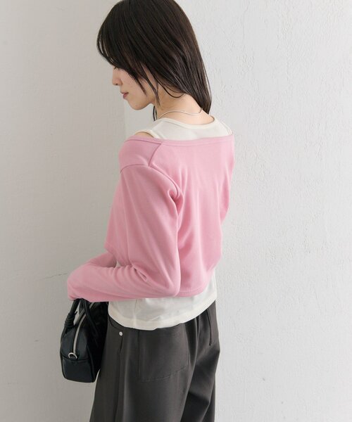 mystic（ミスティック）の「【柔らか素材/3色展開】配色レイヤードロングTシャツ（Tシャツ/カットソー・レディース・ピンク/ブラック/ブルー・FREE）」の4枚目の写真