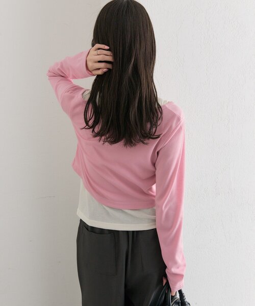 mystic（ミスティック）の「【柔らか素材/3色展開】配色レイヤードロングTシャツ（Tシャツ/カットソー・レディース・ピンク/ブラック/ブルー・FREE）」の5枚目の写真