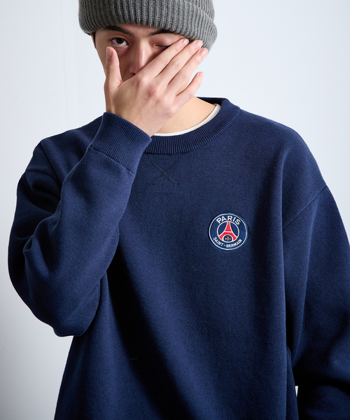 PARIS SAINT-GERMAIN（パリサンジェルマン）の「【Paris Saint-Germain / パリ・サン＝ジェルマン】 JP Sweat like Knit EMBLEM（ニット/セーター・メンズ・ネイビー/ライトグレー・MEDIUM/X-LARGE/LARGE）」の2枚目の写真