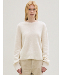 cashmere classic whole garment knitted pullover (ivory)