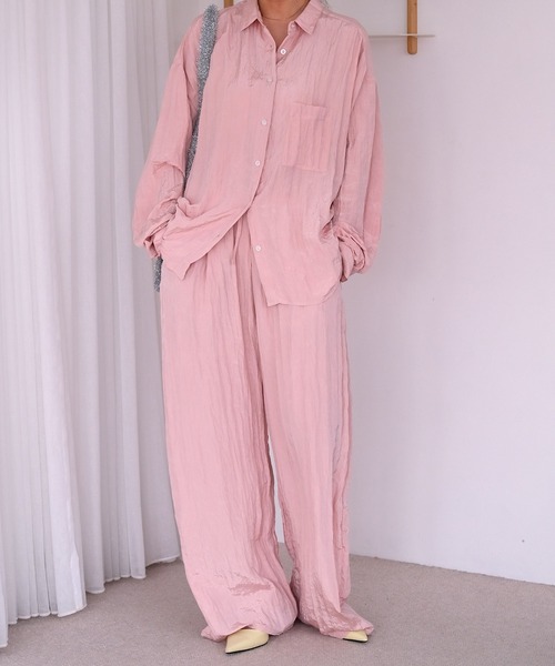 AKTE(アクテ)の「ボリュームクリンクルワイドパンツ(その他パンツ・レディース・ネイビー/ペールイエロー/ベビーピンク・FREE/TALL)」の12枚目の写真