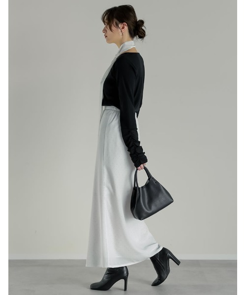 Re:EDIT（リエディ）の「[2026S/S COLLECTION][2点セット][低身長サイズ有]スカーフ付きピンドット柄セミマーメイドスカート（スカート・レディース・ブラック/アイボリー・SHORT/MEDIUM/LARGE）」の8枚目の写真