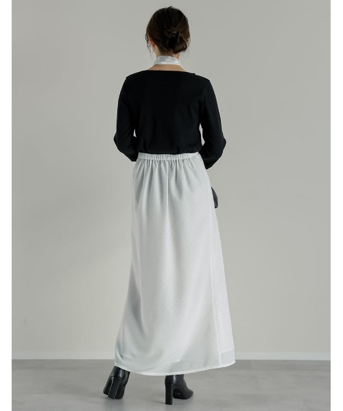 Re:EDIT（リエディ）の「[2026S/S COLLECTION][2点セット][低身長サイズ有]スカーフ付きピンドット柄セミマーメイドスカート（スカート・レディース・ブラック/アイボリー・SHORT/MEDIUM/LARGE）」の9枚目の写真