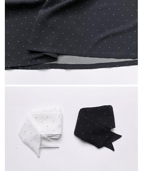 Re:EDIT（リエディ）の「[2026S/S COLLECTION][2点セット][低身長サイズ有]スカーフ付きピンドット柄セミマーメイドスカート（スカート・レディース・ブラック/アイボリー・SHORT/MEDIUM/LARGE）」の13枚目の写真