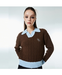 AC LOGO COLLAR KNIT(BROWN)