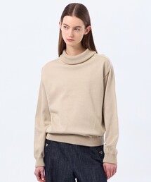 バイカラーロールニット