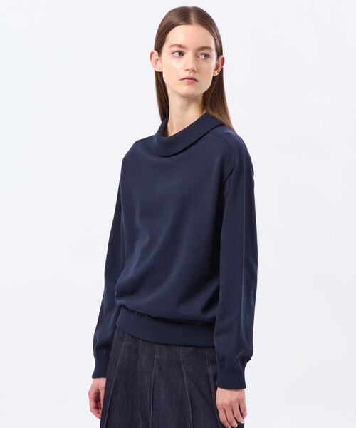 MACKINTOSH PHILOSOPHY(マッキントッシュ フィロソフィー)の「バイカラーロールニット(ニット/セーター・レディース・グリーン系その他2/ベージュ/ダークネイビー・38)」の3枚目の写真