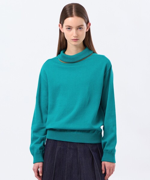 MACKINTOSH PHILOSOPHY(マッキントッシュ フィロソフィー)の「バイカラーロールニット(ニット/セーター・レディース・グリーン系その他2/ベージュ/ダークネイビー・38)」の2枚目の写真