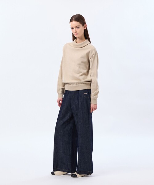 MACKINTOSH PHILOSOPHY(マッキントッシュ フィロソフィー)の「バイカラーロールニット(ニット/セーター・レディース・グリーン系その他2/ベージュ/ダークネイビー・38)」の5枚目の写真