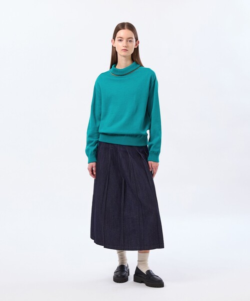 MACKINTOSH PHILOSOPHY(マッキントッシュ フィロソフィー)の「バイカラーロールニット(ニット/セーター・レディース・グリーン系その他2/ベージュ/ダークネイビー・38)」の6枚目の写真