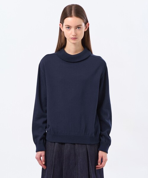 MACKINTOSH PHILOSOPHY(マッキントッシュ フィロソフィー)の「バイカラーロールニット(ニット/セーター・レディース・グリーン系その他2/ベージュ/ダークネイビー・38)」の7枚目の写真