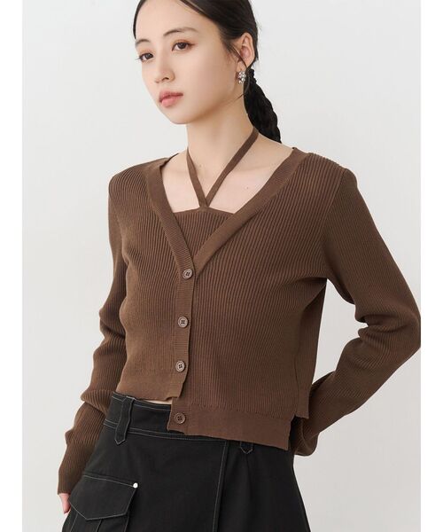 MURUA（ムルーア）の「ホルタードッキングトップス（ニット/セーター・レディース・ブラック/ブラウン・FREE）」の2枚目の写真