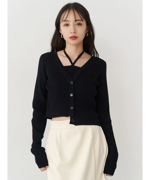 MURUA（ムルーア）の「ホルタードッキングトップス（ニット/セーター・レディース・ブラック/ブラウン・FREE）」の3枚目の写真