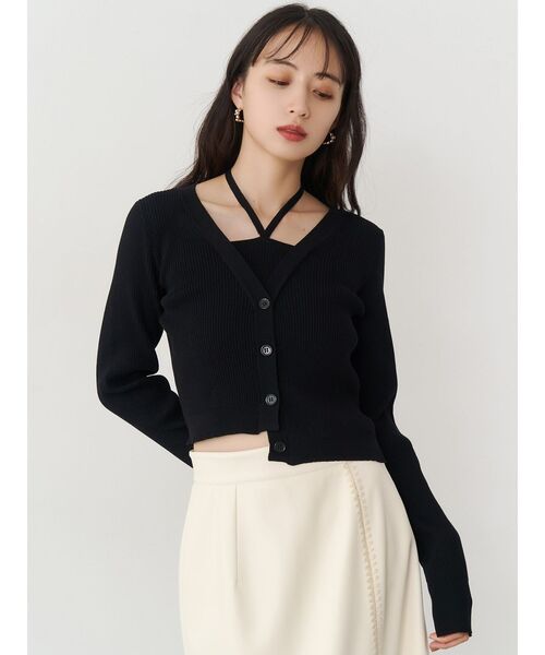 MURUA（ムルーア）の「ホルタードッキングトップス（ニット/セーター・レディース・ブラック/ブラウン・FREE）」の4枚目の写真