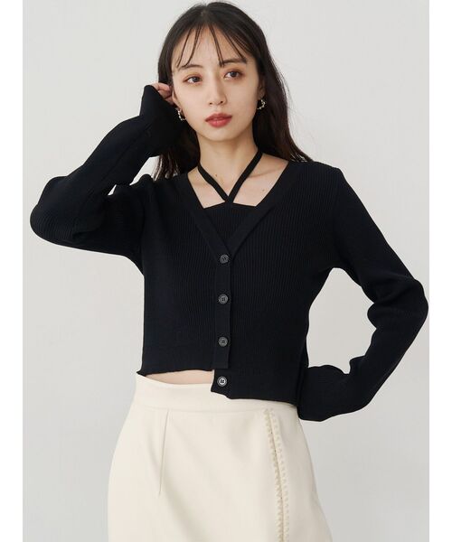 MURUA（ムルーア）の「ホルタードッキングトップス（ニット/セーター・レディース・ブラック/ブラウン・FREE）」の5枚目の写真