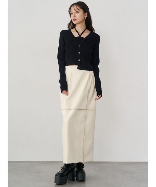 MURUA（ムルーア）の「ホルタードッキングトップス（ニット/セーター・レディース・ブラック/ブラウン・FREE）」の9枚目の写真