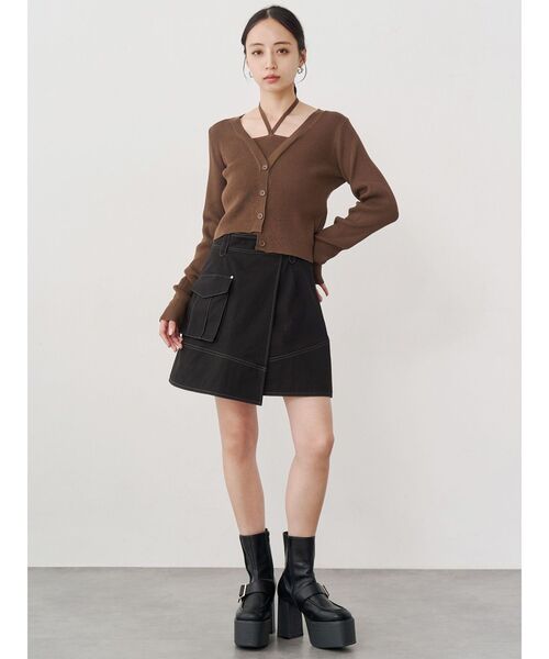 MURUA（ムルーア）の「ホルタードッキングトップス（ニット/セーター・レディース・ブラック/ブラウン・FREE）」の15枚目の写真