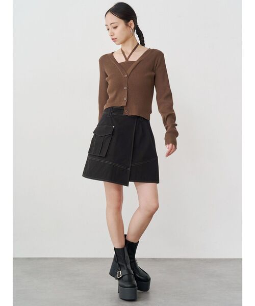 MURUA（ムルーア）の「ホルタードッキングトップス（ニット/セーター・レディース・ブラック/ブラウン・FREE）」の16枚目の写真