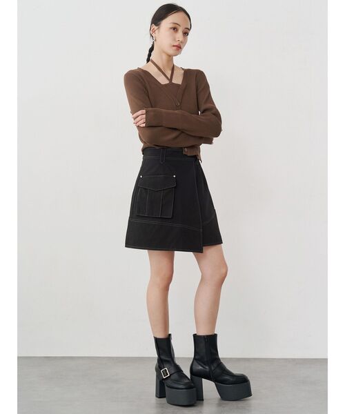 MURUA（ムルーア）の「ホルタードッキングトップス（ニット/セーター・レディース・ブラック/ブラウン・FREE）」の17枚目の写真