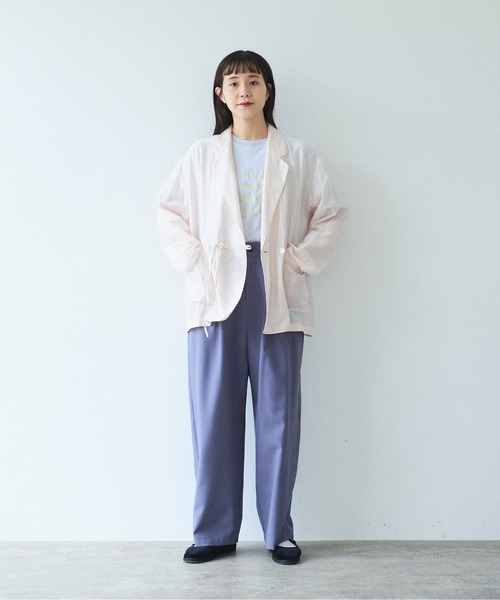yuni(ユニ )の「RayonLinenNylon朱雀 tailored strings ジャケット(テーラードジャケット・レディース・ピンク/ホワイト・FREE)」の9枚目の写真