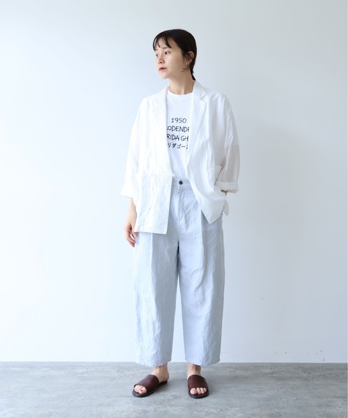 yuni(ユニ )の「RayonLinenNylon朱雀 tailored strings ジャケット(テーラードジャケット・レディース・ピンク/ホワイト・FREE)」の20枚目の写真