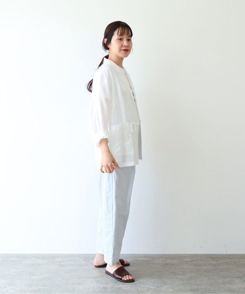yuni(ユニ )の「RayonLinenNylon朱雀 tailored strings ジャケット(テーラードジャケット・レディース・ピンク/ホワイト・FREE)」の21枚目の写真