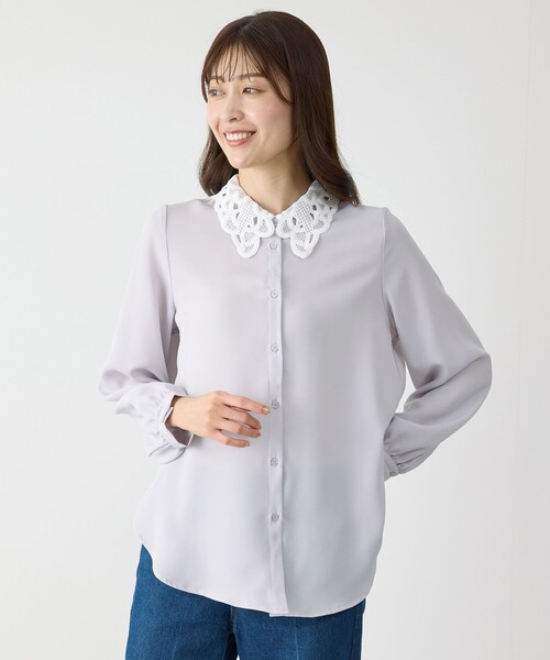 Jayro(ジャイロ)の「衿レースブラウス(シャツ/ブラウス・レディース・ラベンダー/ホワイト系その他・M)」の2枚目の写真