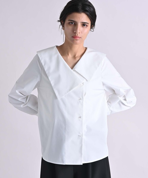 RAW FUDGE（ローファッジ）の「アシメカラーブラウス（シャツ/ブラウス・レディース・ブラック/オフホワイト・M）」の2枚目の写真