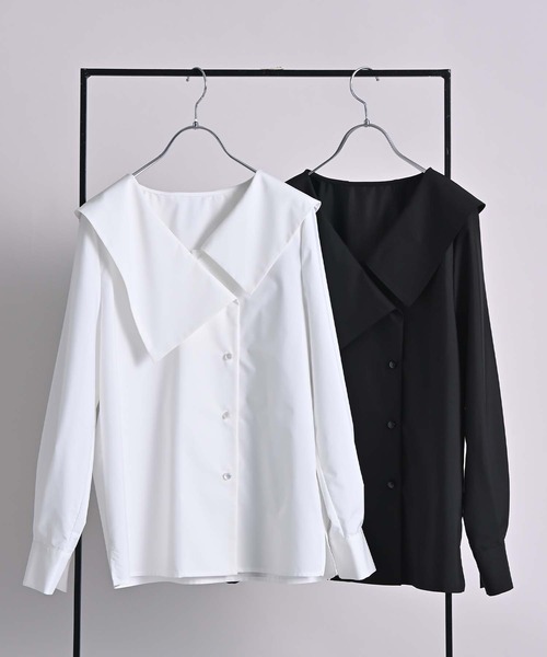 RAW FUDGE（ローファッジ）の「アシメカラーブラウス（シャツ/ブラウス・レディース・ブラック/オフホワイト・M）」の3枚目の写真