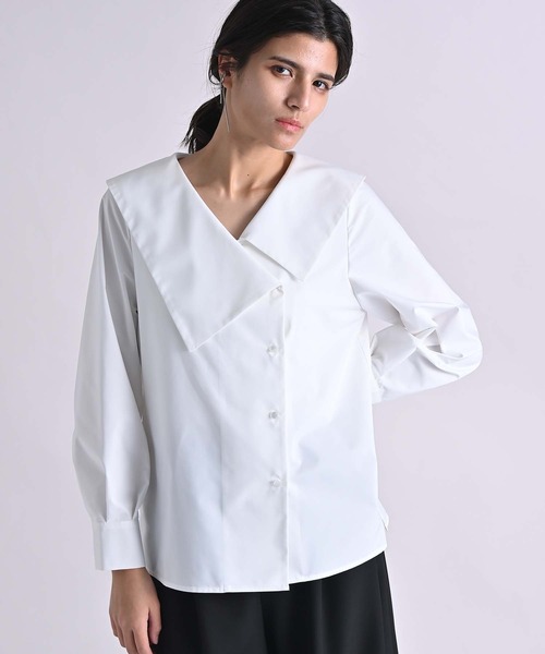 RAW FUDGE（ローファッジ）の「アシメカラーブラウス（シャツ/ブラウス・レディース・ブラック/オフホワイト・M）」の4枚目の写真