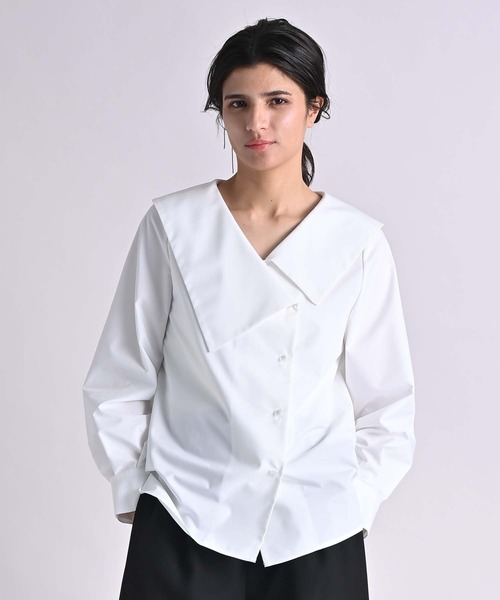 RAW FUDGE（ローファッジ）の「アシメカラーブラウス（シャツ/ブラウス・レディース・ブラック/オフホワイト・M）」の5枚目の写真