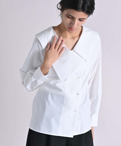 RAW FUDGE（ローファッジ）の「アシメカラーブラウス（シャツ/ブラウス・レディース・ブラック/オフホワイト・M）」の8枚目の写真