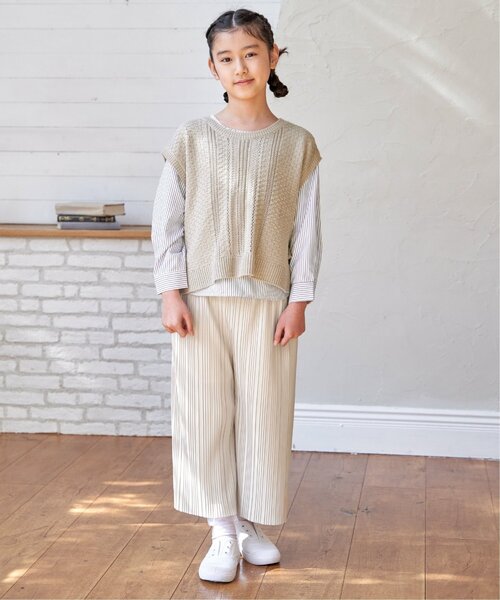 ikka（イッカ）の「【親子コーデ】カットプリーツワイドパンツ（120~160cm）（その他パンツ・キッズ・グレイッシュベージュ/チャコール・150/140/130/120/160）」の13枚目の写真