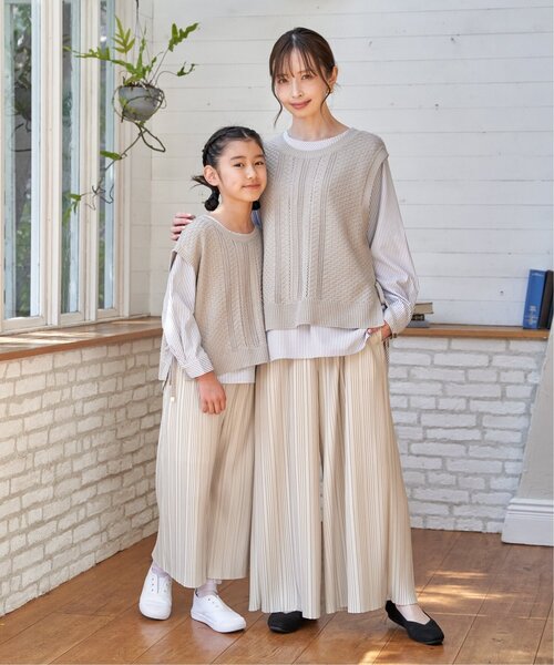 ikka（イッカ）の「【親子コーデ】カットプリーツワイドパンツ（120~160cm）（その他パンツ・キッズ・グレイッシュベージュ/チャコール・150/140/130/120/160）」の21枚目の写真