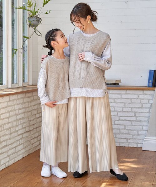 ikka（イッカ）の「【親子コーデ】カットプリーツワイドパンツ（120~160cm）（その他パンツ・キッズ・グレイッシュベージュ/チャコール・150/140/130/120/160）」の22枚目の写真