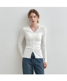 MONGDOL（モンドル）の「リブVネックカーディガン MDCD034_5カラー（カーディガン/ボレロ）」