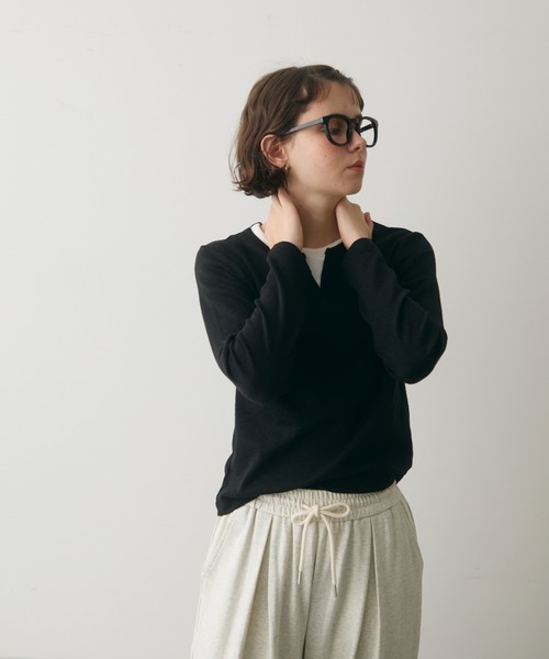 full/fill.（フルフィル）の「layered henly neck T / レイヤードヘンリーネックT（Tシャツ/カットソー・レディース・ネイビー/ブラック・FREE）」の21枚目の写真